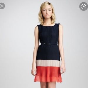 French Connection pleated color block mini dress